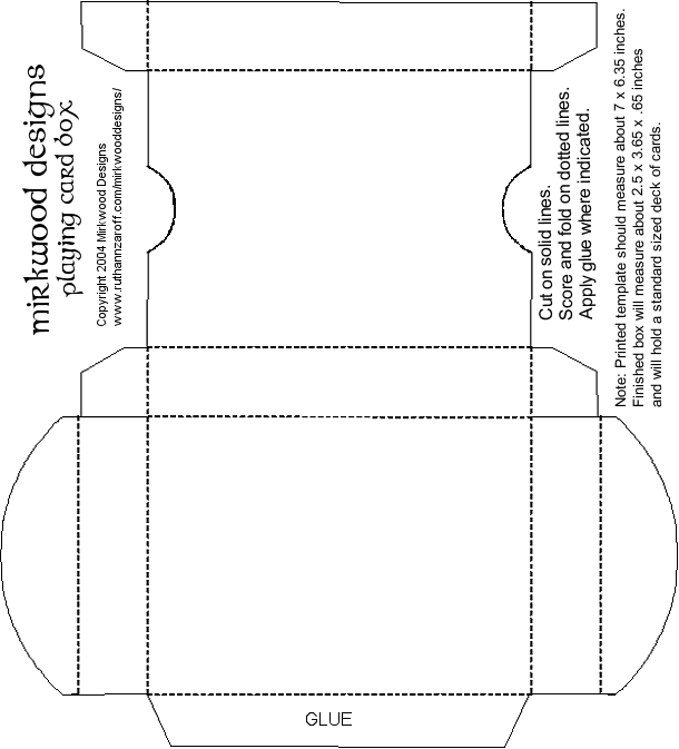 Playing Card Box Template